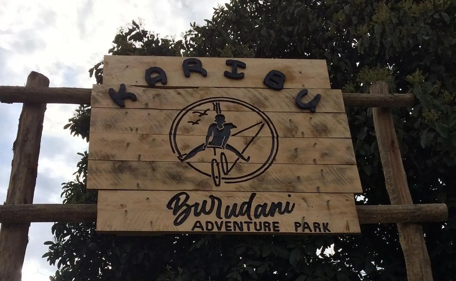 Main entrance for burudani adventure park. Welcome to this amazing destination at Limuru. Offering ziplining, teambuilding, archery, camping, and other outdoor activities.