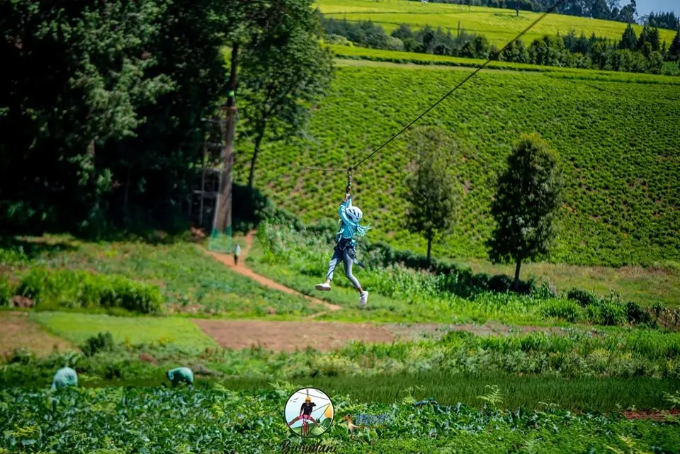 Ziplining ride at Burudani Adventure park in Limuru.  Facebook @burudaniadventurepark