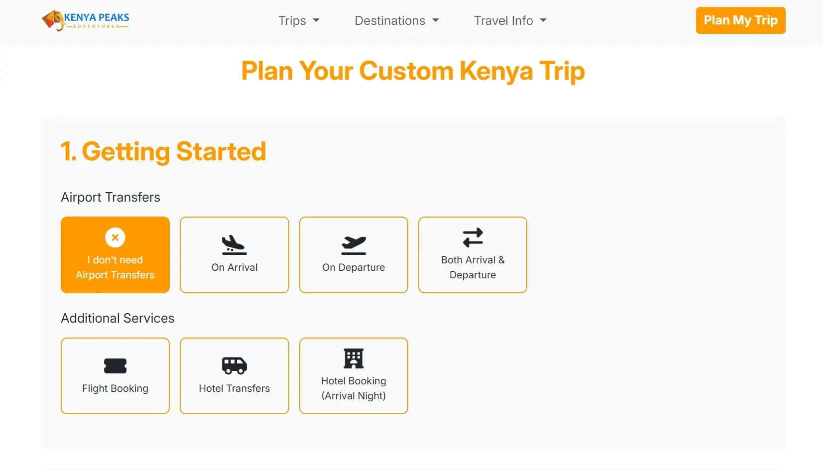 Custom tour planner tool in Kenya by Kenya Peaks Adventures