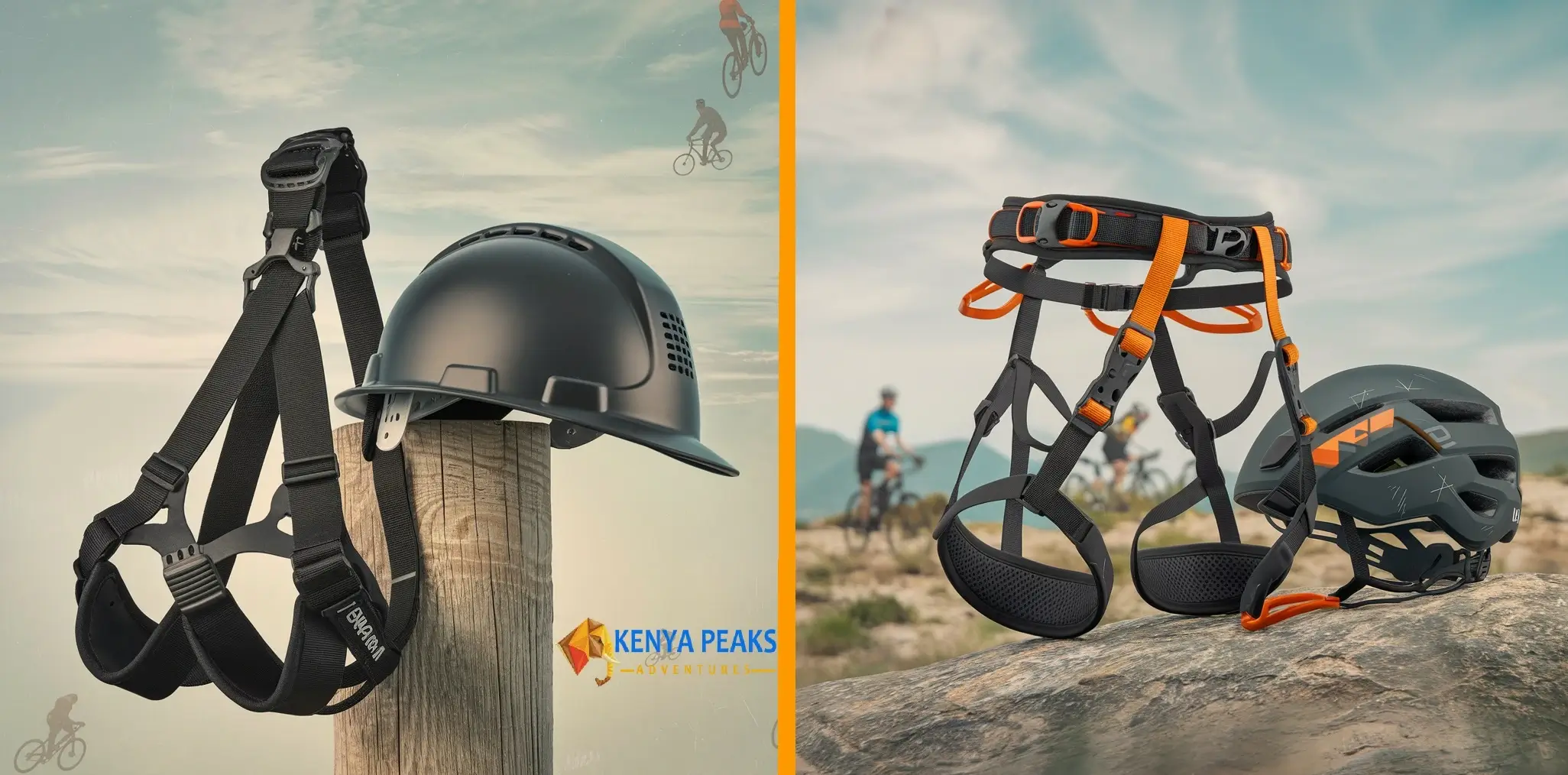 Harness and helment for safety during sky cycling Burudani Adventure park