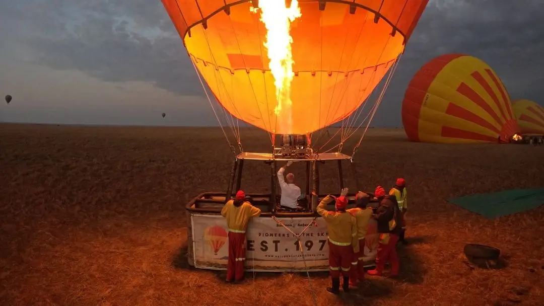 Hot air balloon in Masai Mara National Reserve.