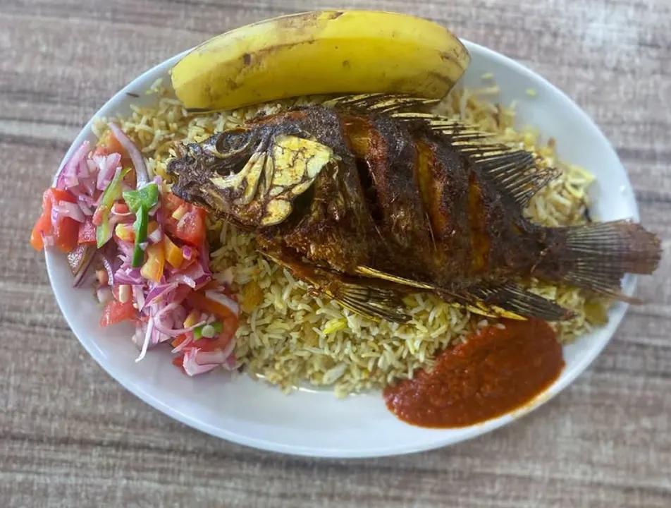 pilau and fish in mombasa food trip