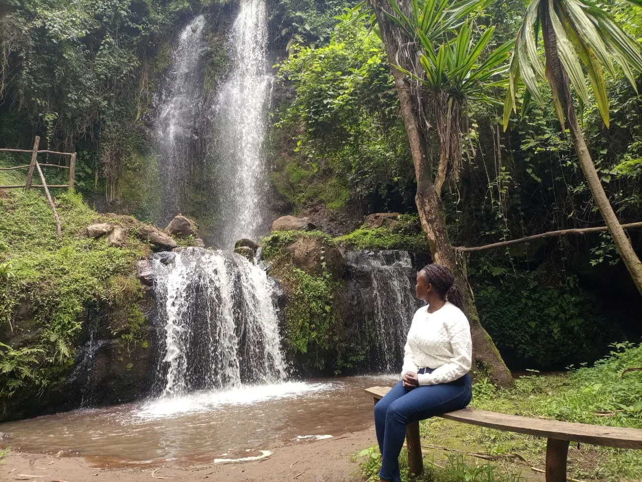 i was relaxing at the bench next to waterfalls of waterfall inn tigoni