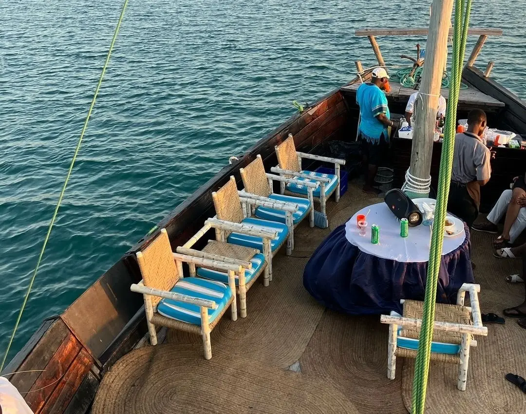 visitors on a boat during a watamu marine park full day excursion