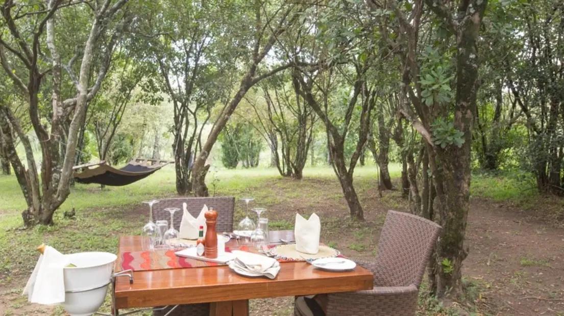 al fresco dining at Ngenche Mara safari camp