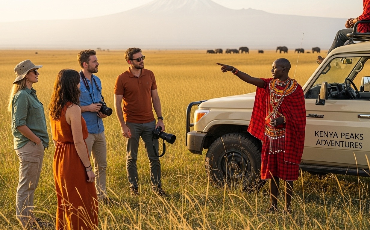 Kenya Peaks partners showing visitors about wildlife